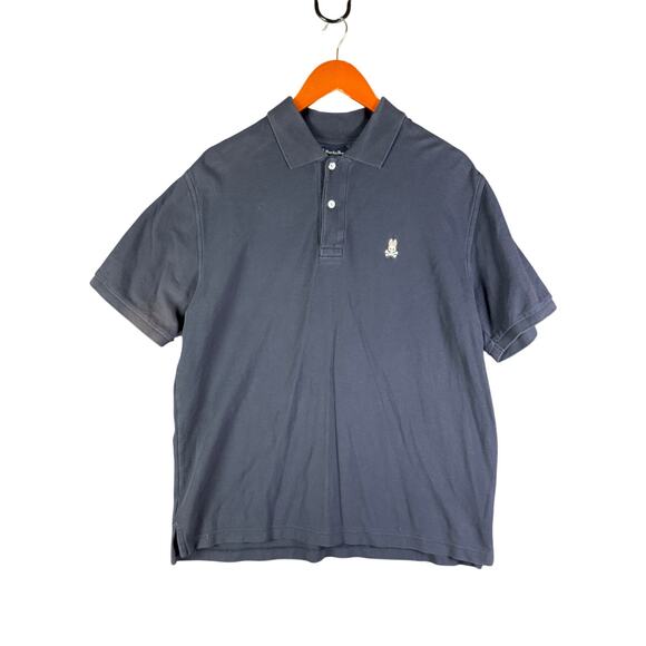 Psycho Bunny Polo Short Sleeve Shirt Preppy Solid Navy Blue Logo Mens 7 XL EUC - Picture 1 of 7
